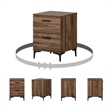 South Shore Slendel 2-Drawer Side Table with Metal Legs  Natural Walnut