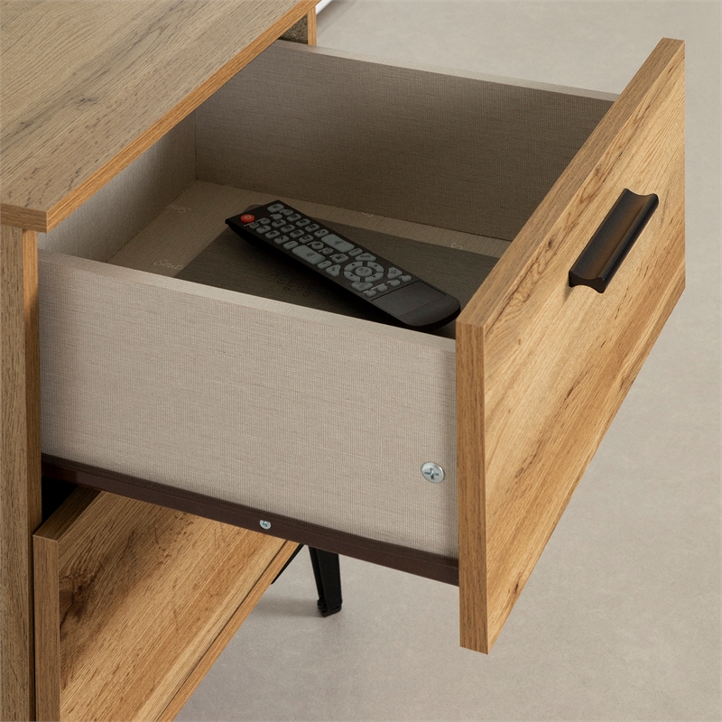 South Shore Slendel 2-Drawer Side Table with Metal Legs  Nordik Oak