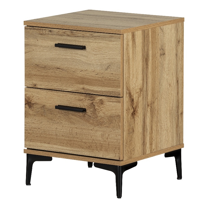 South Shore Slendel 2-Drawer Side Table with Metal Legs Nordik Oak ...