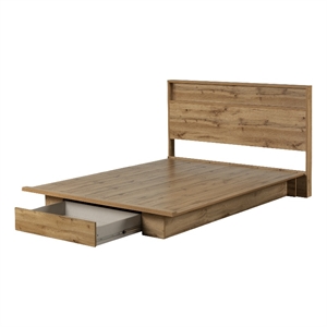 South Shore Cavalleri Platform Bed and Headboard Set Full/Queen Nordik Oak