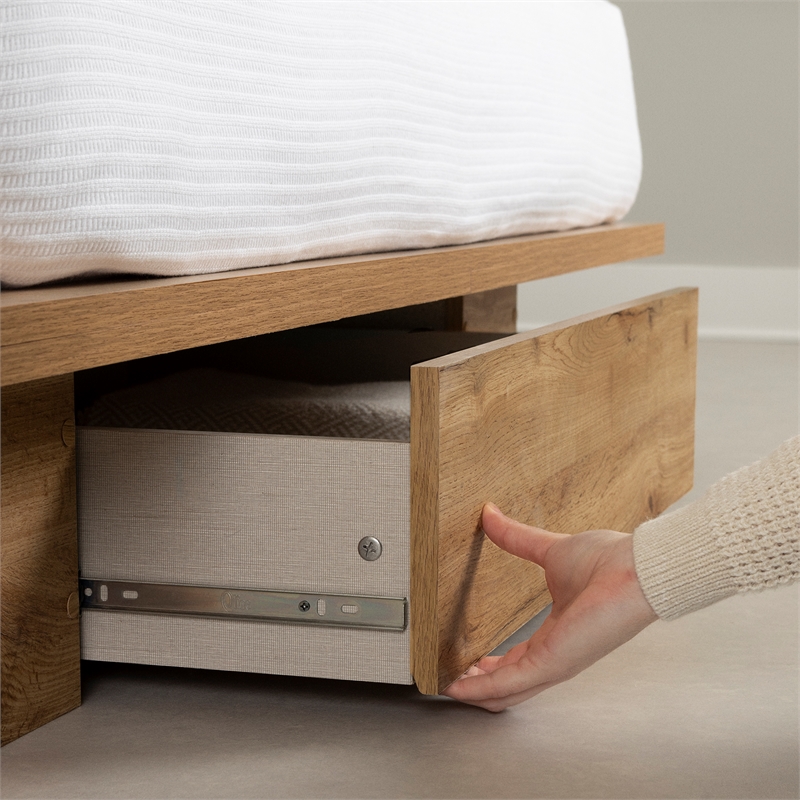 South Shore Cavalleri Platform Bed and Headboard Set Full/Queen Nordik Oak