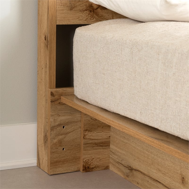 South Shore Cavalleri Platform Bed and Headboard Set Full/Queen Nordik Oak