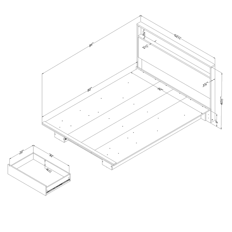 South Shore Cavalleri Platform Bed and Headboard Set Full/Queen Nordik Oak