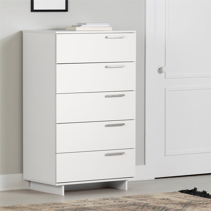 South Shore Cavalleri 5-Drawer Chest Storage Unit  Pure White