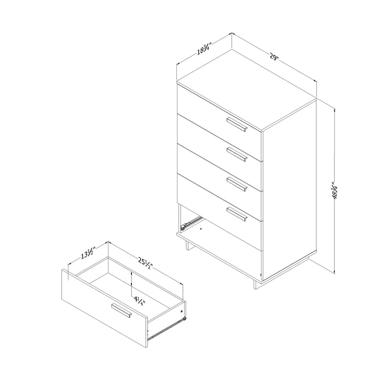 South Shore Cavalleri 5-Drawer Chest Storage Unit  Pure White