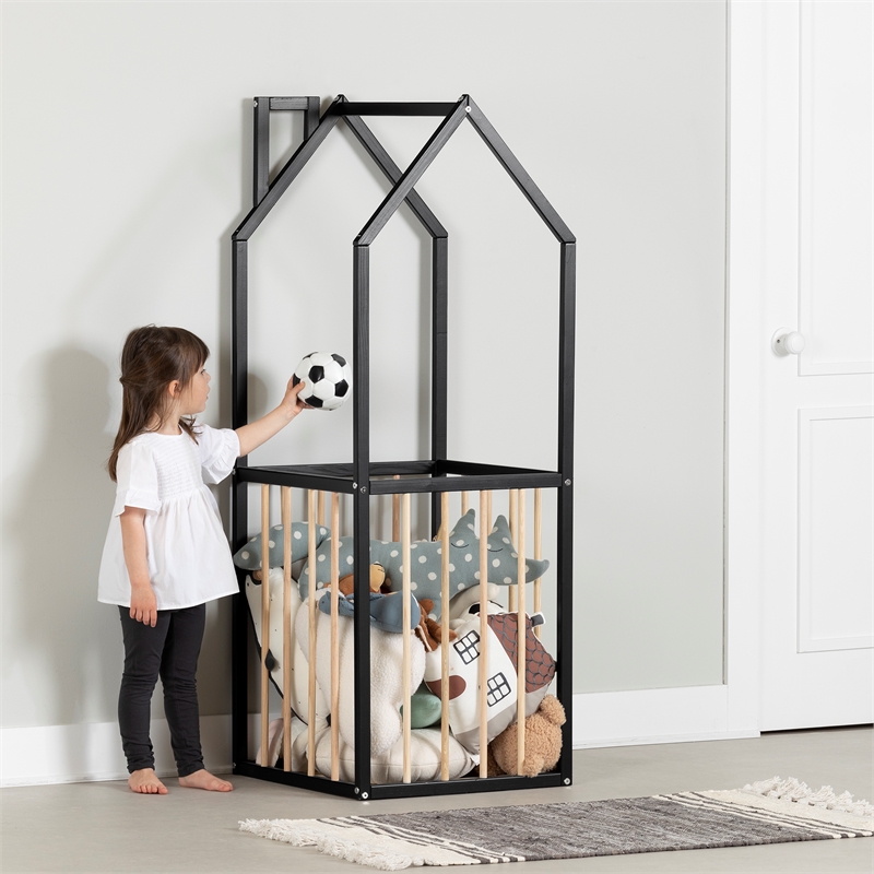 South Shore Ohana House Shaped Toy Storage Unit  Black and Natural