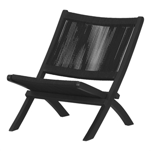 South Shore Agave Wood and Rope Lounge Chair  Black