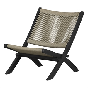 South Shore Agave Wood and Rope Lounge Chair  Beige and Black