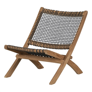 South Shore Agave Wood and Woven Rope Lounge Chair  Natural and Gray