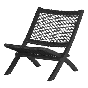South Shore Agave Wood and Woven Rope Lounge Chair  Black