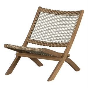 South Shore Agave Wood and Woven Rope Lounge Chair  Beige and Natural