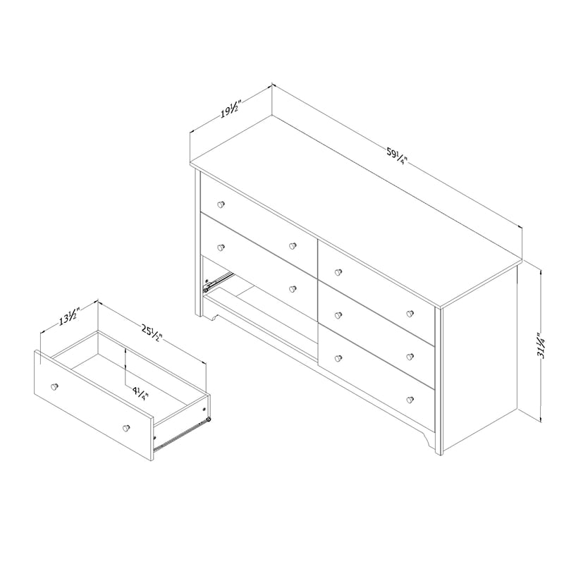South Shore Vito 6-Drawer Dresser  Natural Ash