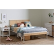 South Shore Bloom Metal Platform Bed with Natural Cane Full White and Natural