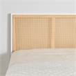 South Shore Bloom Metal Platform Bed with Natural Cane Full White and Natural