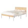 South Shore Bloom Metal Platform Bed with Natural Cane Full White and Natural