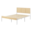 South Shore Bloom Metal Platform Bed with Natural Cane Full White and Natural