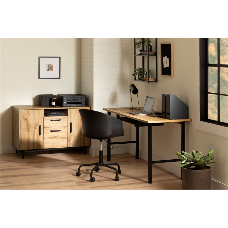 South Shore Ezra Desk with Keyboard Tray  Nordik Oak