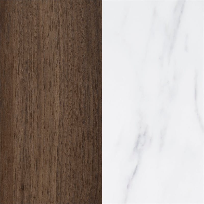 South Shore Hype TV Stand with Doors and Drawer Natural Walnut and Faux Marble