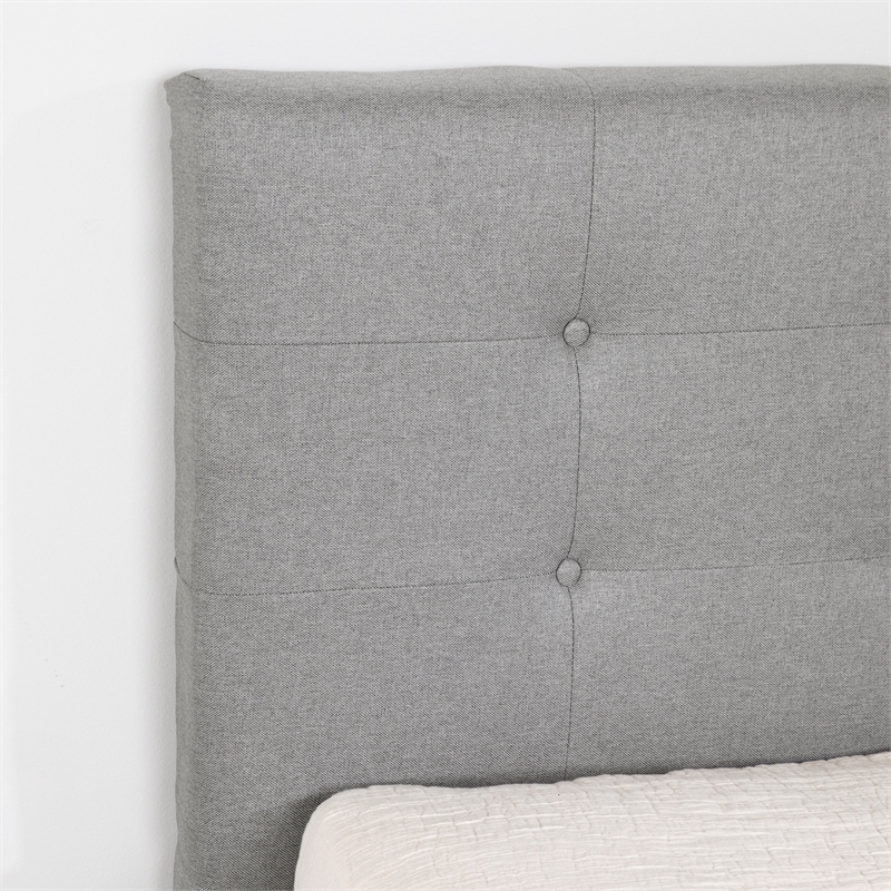South Shore Dylane Upholstered Platform Bed and Headboard Twin Soft Gray