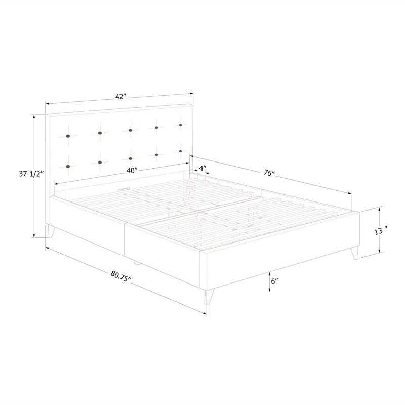 South Shore Dylane Upholstered Platform Bed and Headboard Twin Soft Gray