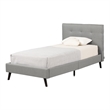 South Shore Dylane Upholstered Platform Bed and Headboard Twin Soft Gray