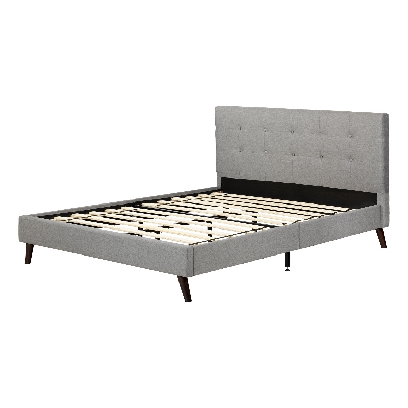 South Shore Dylane Upholstered Platform Bed and Headboard Full Soft Gray