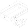 South Shore Hourra Mates Bed with 3 Drawers Twin Pure White