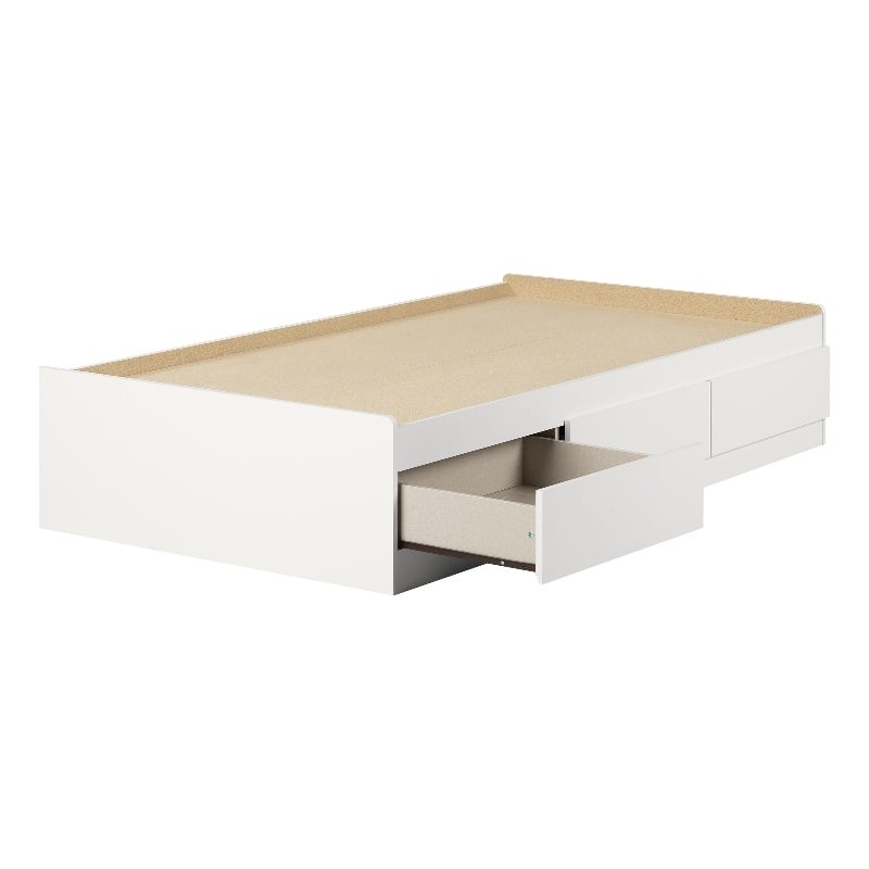 South Shore Hourra Mates Bed with 3 Drawers Twin Pure White
