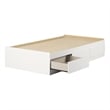 South Shore Hourra Mates Bed with 3 Drawers Twin Pure White