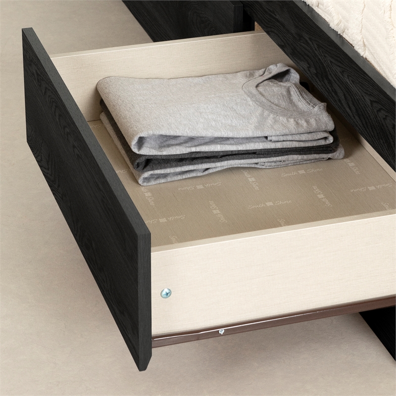South Shore Hourra Mates Bed with 3 Drawers Twin Gray Oak