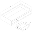 South Shore Hourra Mates Bed with 3 Drawers Twin Gray Oak