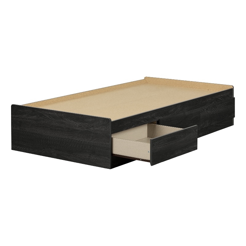 South Shore Hourra Mates Bed with 3 Drawers Twin Gray Oak