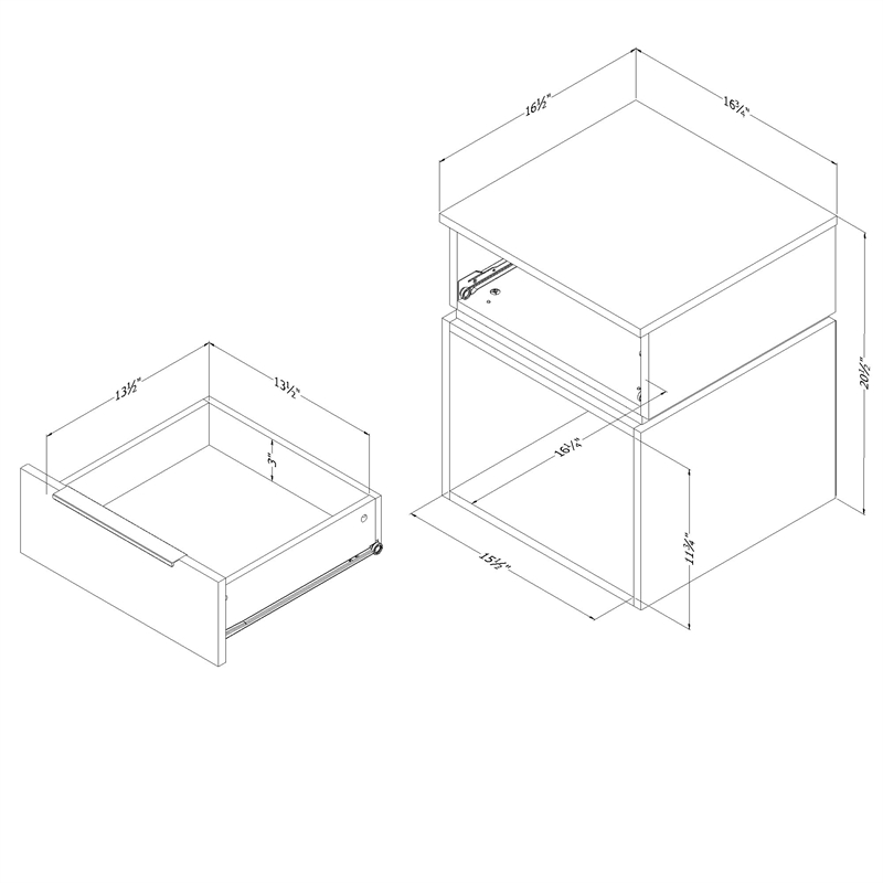 South Shore Hourra 1-Drawer Nightstand  Gray Oak