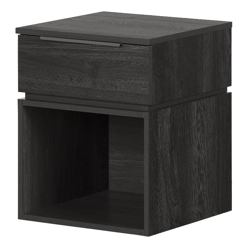 South Shore Hourra 1-Drawer Nightstand  Gray Oak
