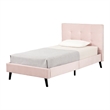 South Shore Dylane Upholstered Platform Bed and Headboard Twin Pale Pink