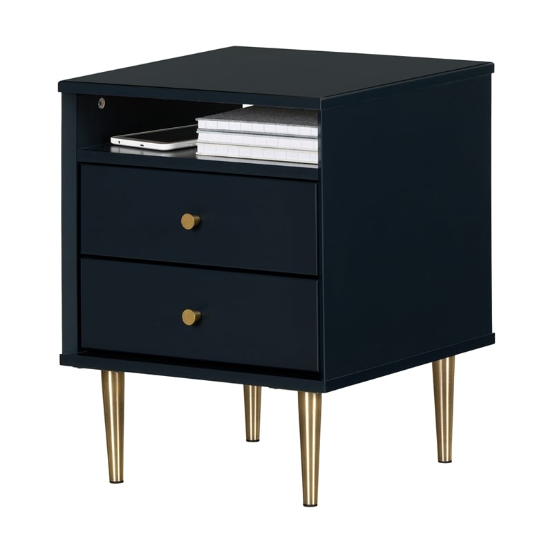 South Shore Dylane 2-Drawer Nightstand  Navy Blue
