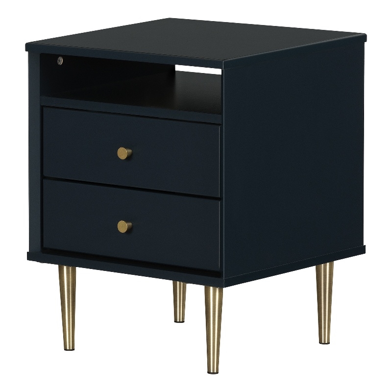 South Shore Dylane 2-Drawer Nightstand  Navy Blue