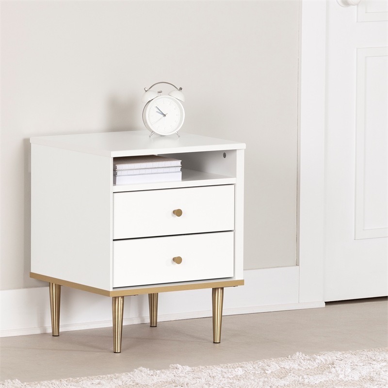 South Shore Dylane 2-Drawer Nightstand  Pure White