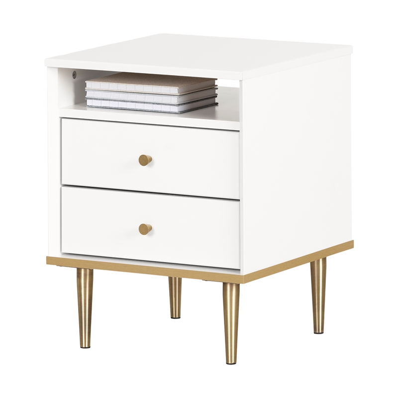 South Shore Dylane 2-Drawer Nightstand  Pure White