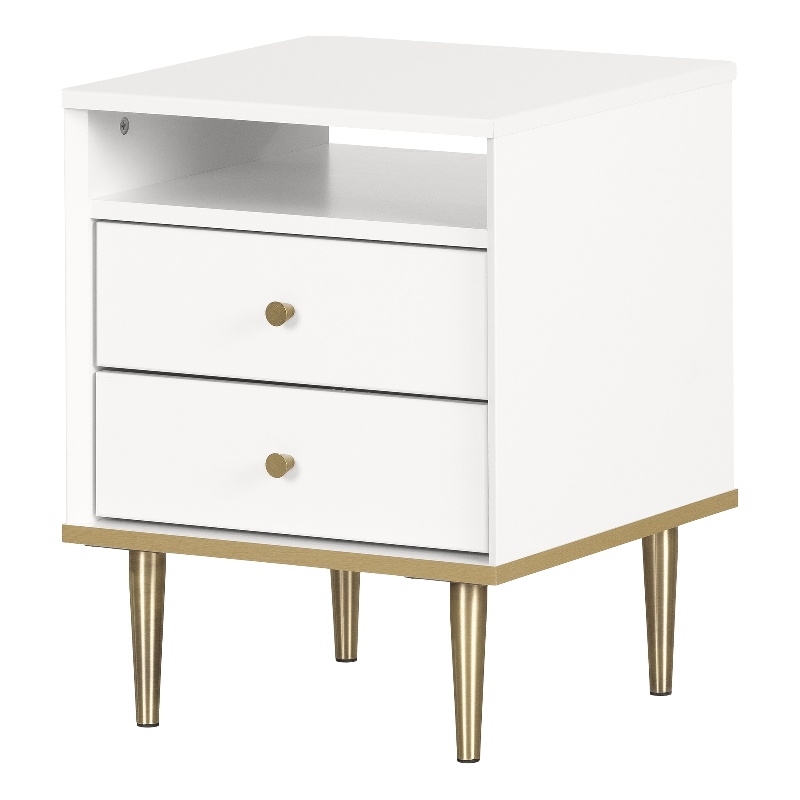 South Shore Dylane 2-Drawer Nightstand  Pure White