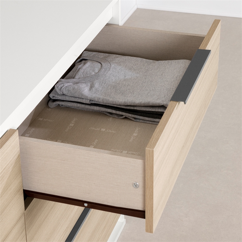 South Shore Hourra 6-Drawer Dresser  Soft Elm and White