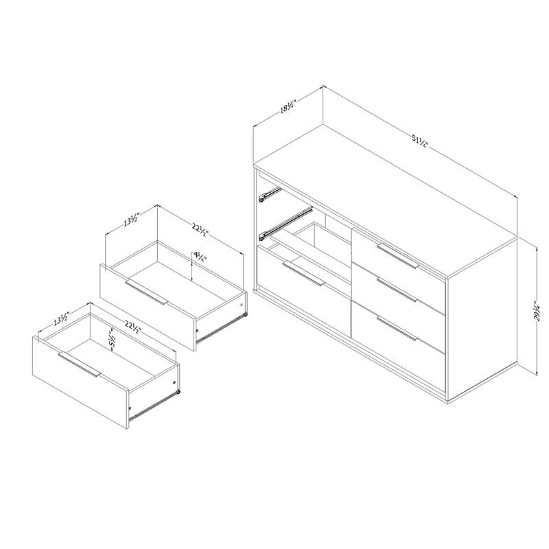 South Shore Hourra 6-Drawer Dresser  Soft Elm and White