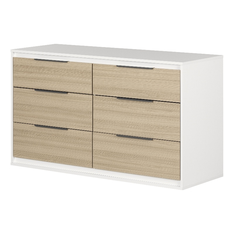 South Shore Hourra 6-Drawer Dresser  Soft Elm and White