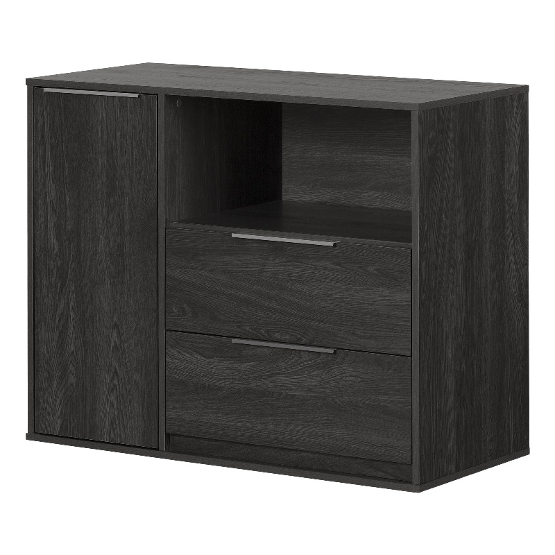South Shore Hourra 2-Drawer Dresser with Door  Gray Oak