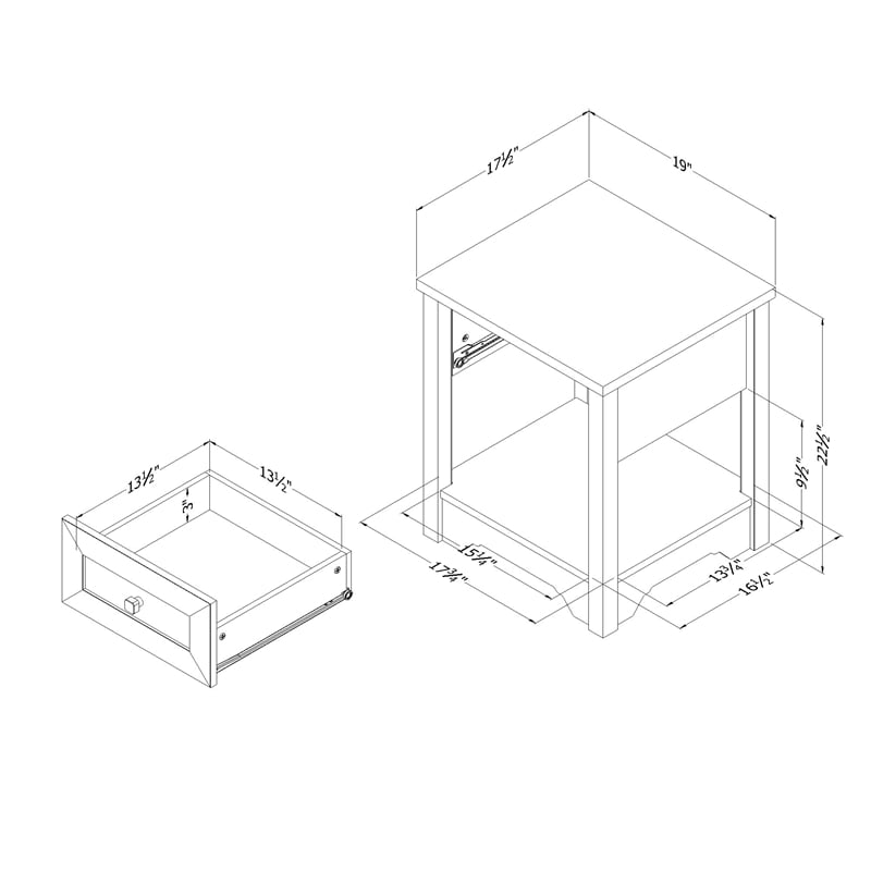 South Shore Hazen Nightstand  White Pine