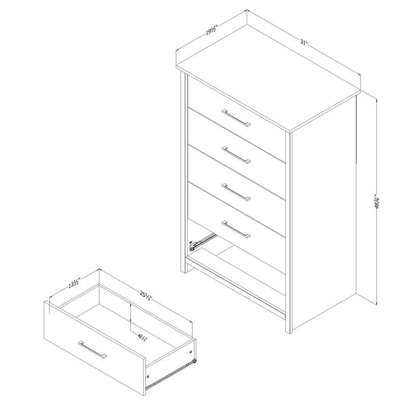 South Shore Fernley 5-Drawer Chest  White Pine