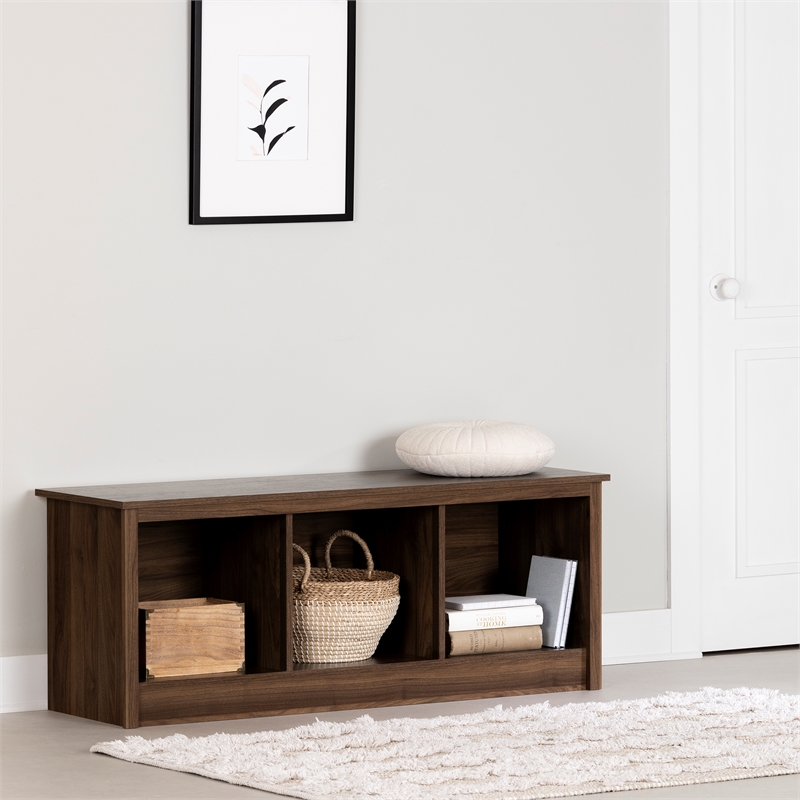 South Shore Fernley Bench with storage  Natural Walnut