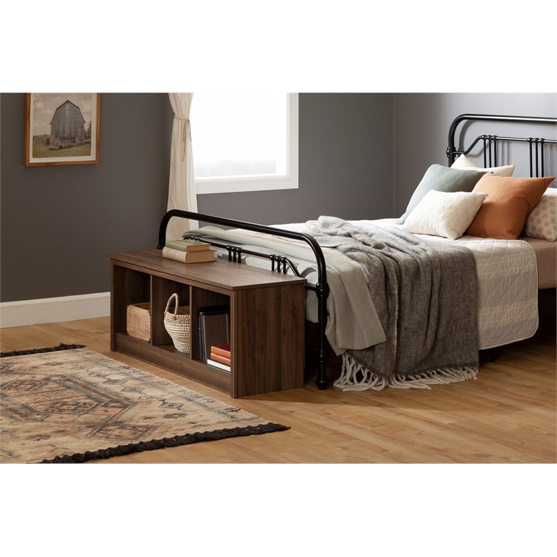 South Shore Fernley Bench with storage  Natural Walnut