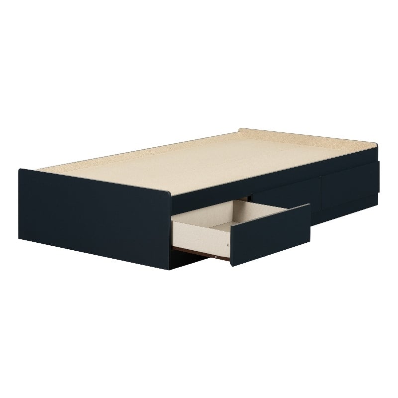 South Shore Hazen Mates Bed with 3 Drawers Twin Navy Blue