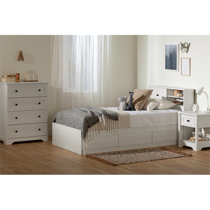 South Shore Hazen Bookcase Headboard Twin White Pine